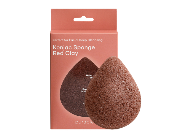 Konjac näopesukäsn punase saviga Purable Konjac Sponge - Red Clay